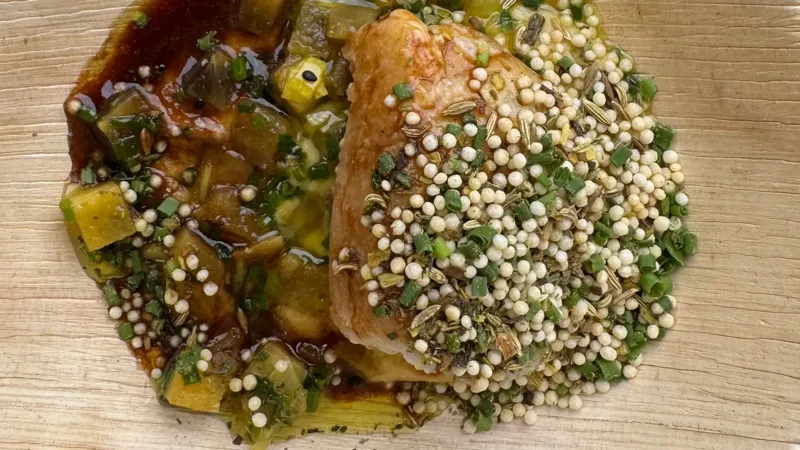 Confitert brosme «ras el hanout»